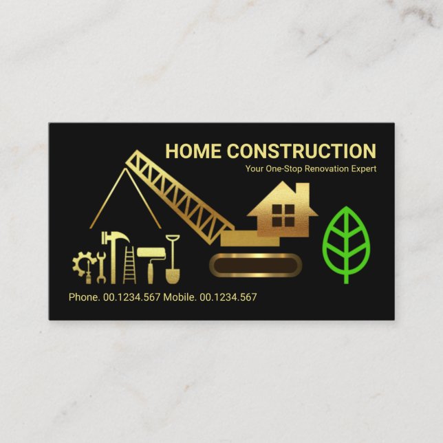 Creative Home Crane Gold Handyman Tools Business Card (Front)