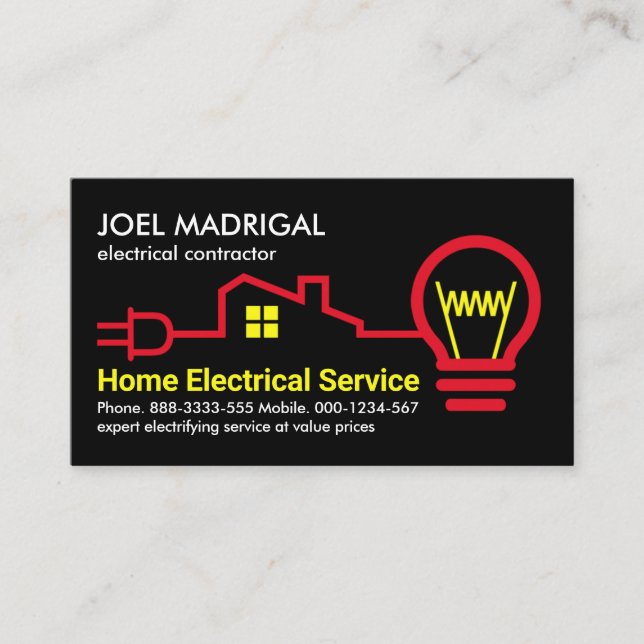Creative Home Electrical Wiring Business Card (Front)