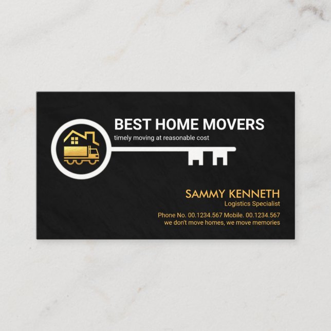 Creative House Key Gold Truck Home Moving Business Card (Front)