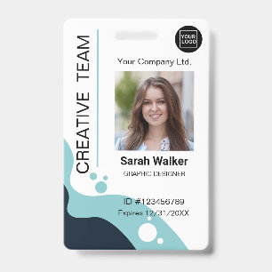 Creative ID Employee Photo Logo Name light blue Badge