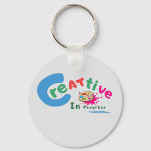 Creative in Progress Colourful Artistic Quote  Key Ring