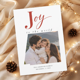 Creative Joy To The World Script Christmas Photo Holiday Card