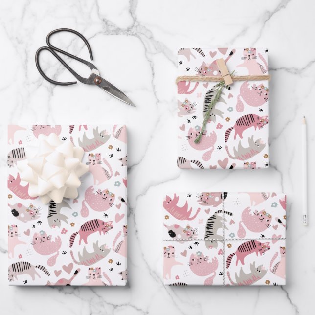 Creative Kids Cats Wrapping Paper Sheets (Front)