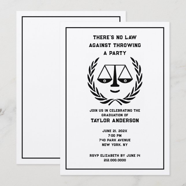 Creative Law School Grad Party Invitation (Front/Back)