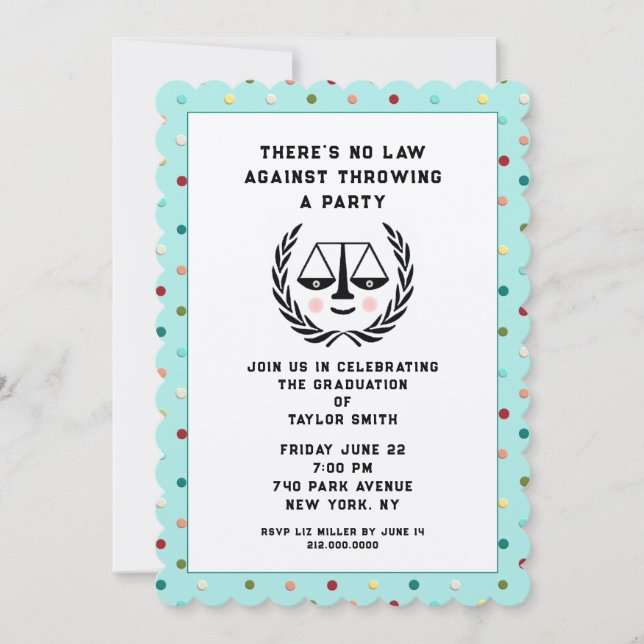 Creative Law School Grad Party Invitation (Front)