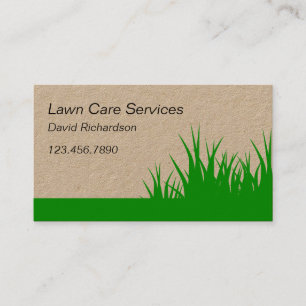 Creative Lawn Mowing Care Services Green Kraft Eco Business Card