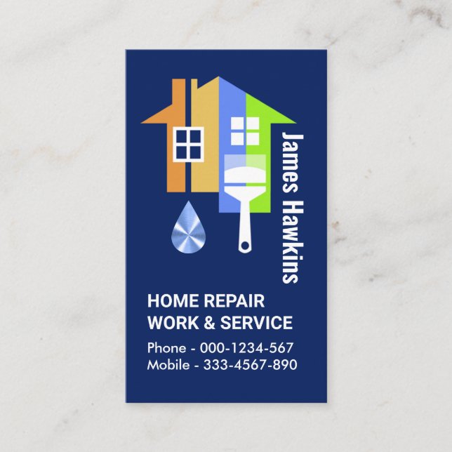 Creative Leaking Painted Home Business Card (Front)