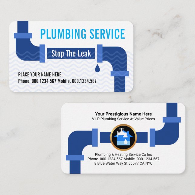 Creative Leaking Water Pipes Plumber Business Card (Front/Back)