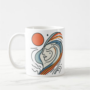 Creative Line Art Face Illustration Girl Tri-Blend Coffee Mug