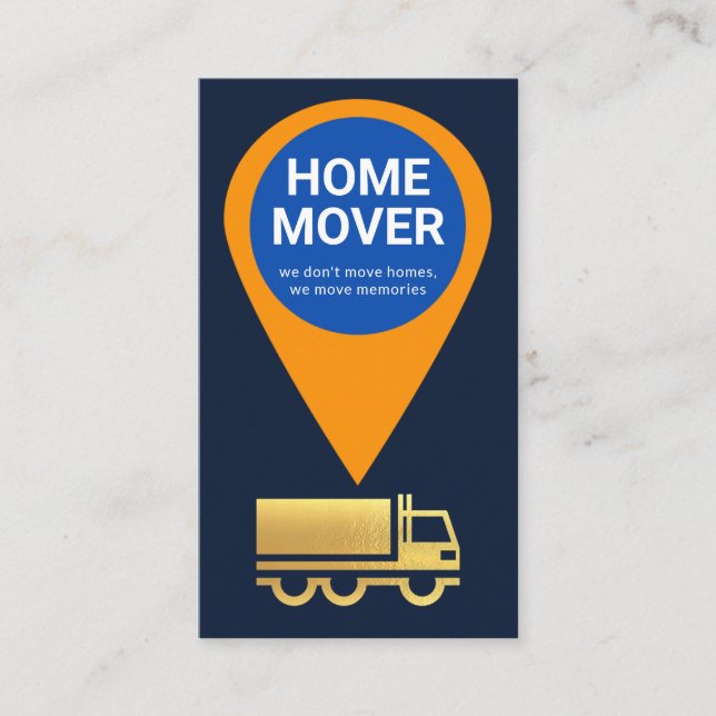Creative Location Icon Home Moving Service Business Card (Front)
