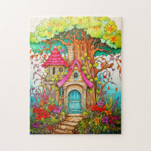 Creative Magical Mushroom Treehouse Illustration Jigsaw Puzzle