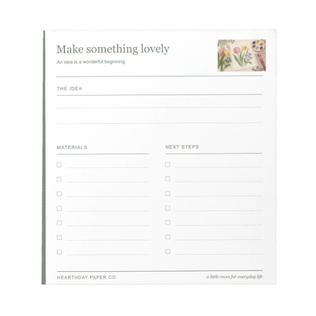 Creative Maker Project Planning Notepad (Front)