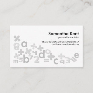 Creative Math Symbols Alphabets Home Tutor Business Card