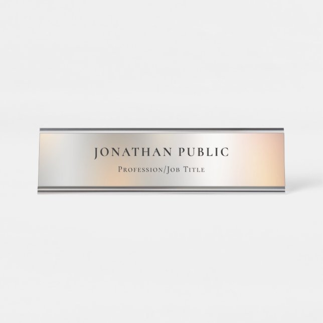 Creative Metallic Look Simple Design Professional Desk Name Plate (Front)