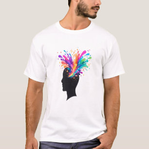 Creative Mind Color Splash Silhouette Artistic T-Shirt
