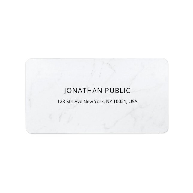 Creative Minimal Modern White Marble Plain Address Label (Front)