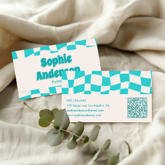 Creative Minimal Professional Modern Teal Wavy Business Card