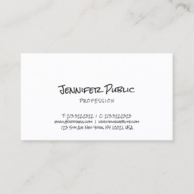 Creative Minimalist Template Freehand Script Cool Business Card (Front)