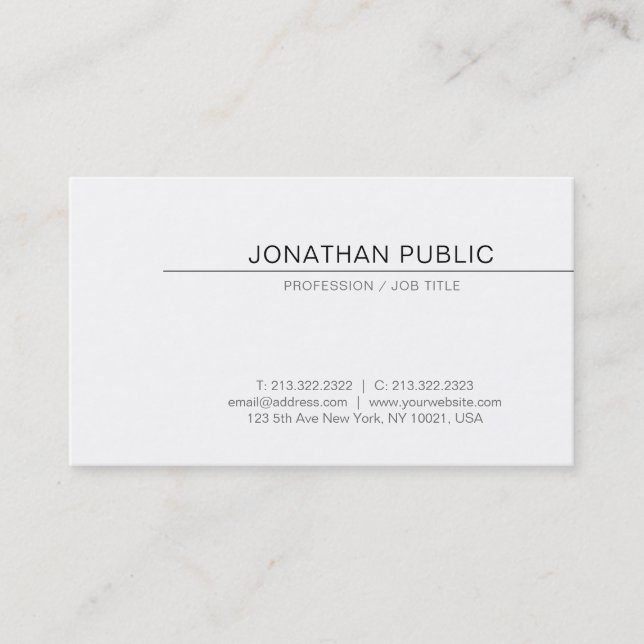 Creative Minimalistic Design Elegant White Modern Business Card (Front)