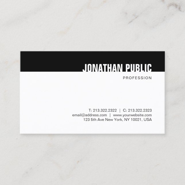 Creative Minimalistic Modern Black White Template Business Card (Front)
