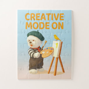 Creative Mode On: Painter Bichon Dog Artist Art Jigsaw Puzzle