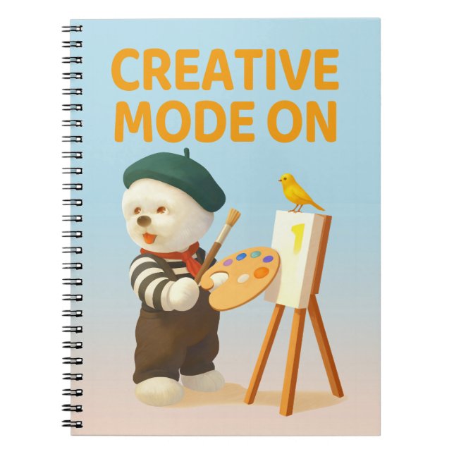Creative Mode On: Painter Bichon Dog Artist Art Notebook (Front)