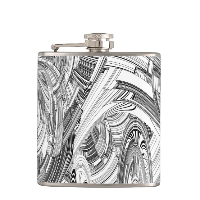 Creative Modern Art Black and White Hip Flask (Front)