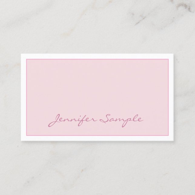 Creative Modern Blush Pink Script Elegant Simple Business Card (Front)