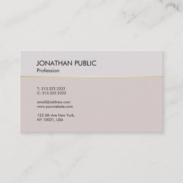 Creative Modern Design Sleek Plain Professional Business Card (Front)