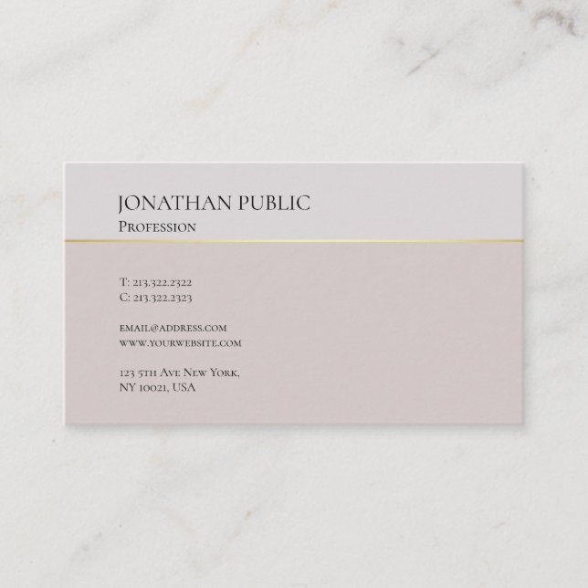 Creative Modern Design Sleek Plain Professional Business Card (Front)