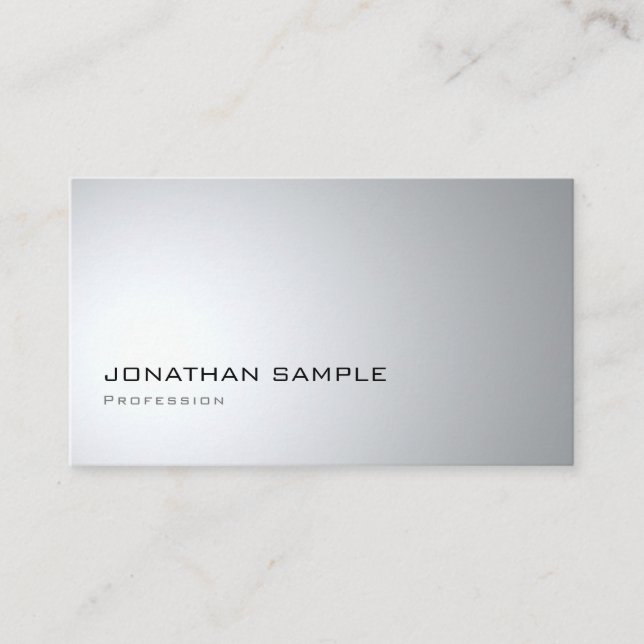 Creative Modern Design Sleek Plain Trendy Silver Business Card (Front)
