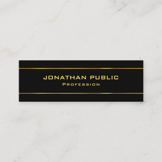 Creative Modern Design Template Elegant Black Gold Mini Business Card (Front)