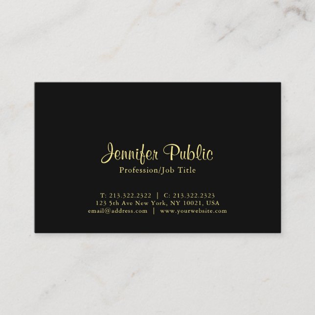 Creative Modern Elegant Black Professional Business Card (Front)