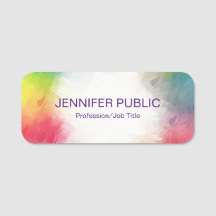 Creative Modern Elegant Colourful Custom Template Name Tag