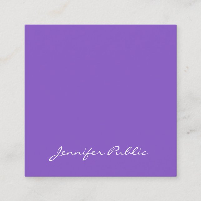 Creative Modern Elegant Violet Silk Finish Luxury Square Business Card (Front)