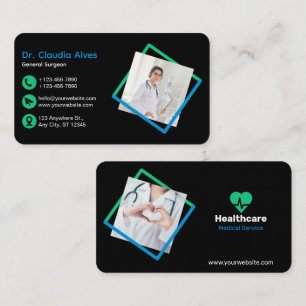 Creative Modern Medical Service Black Business Card