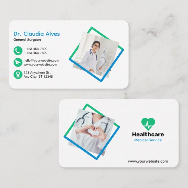 Creative Modern Medical Service White  Business Card (Front/Back)