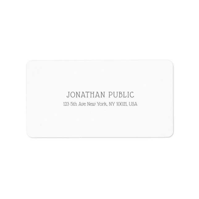 Creative Modern Minimalist Elegant Plain White Label (Front)