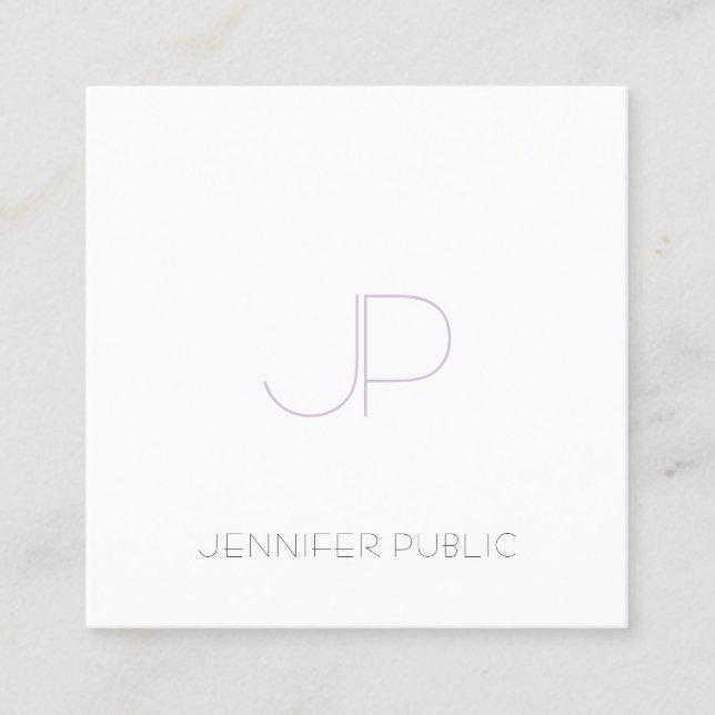 Creative Modern Monogram Design Trendy Elegant Square Business Card (Front)