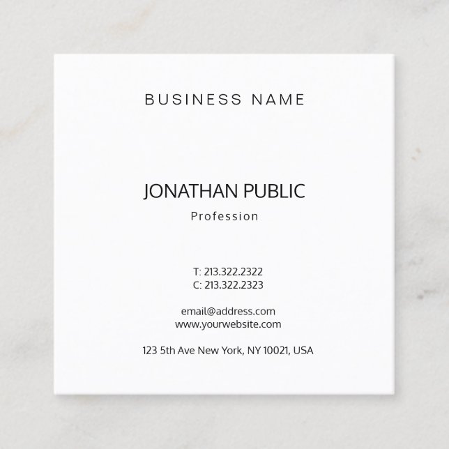 Creative Modern Template Professional Trendy Luxe Square Business Card (Front)