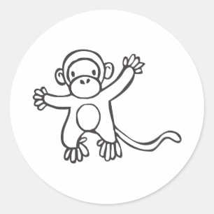 Creative Monkey in Sketch Drawing Classic Round Sticker