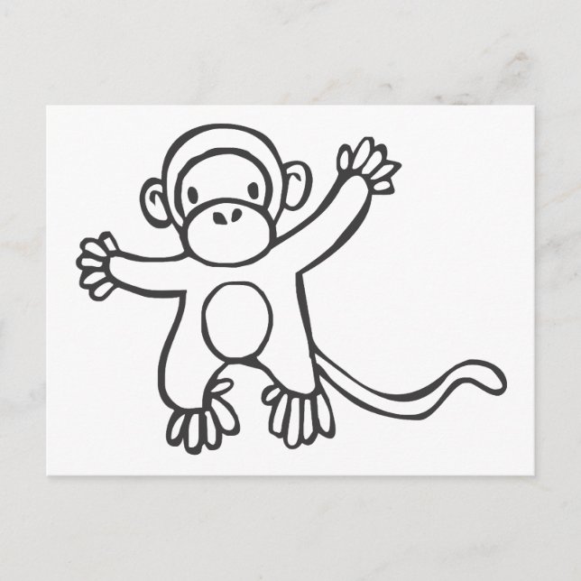 Creative Monkey in Sketch Drawing Postcard (Front)