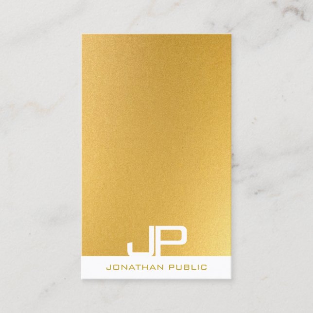 Creative Monogram Elegant Gold Template Modern Business Card (Front)