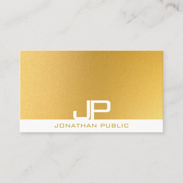 Creative Monogram Elegant Modern Gold Template Business Card (Front)
