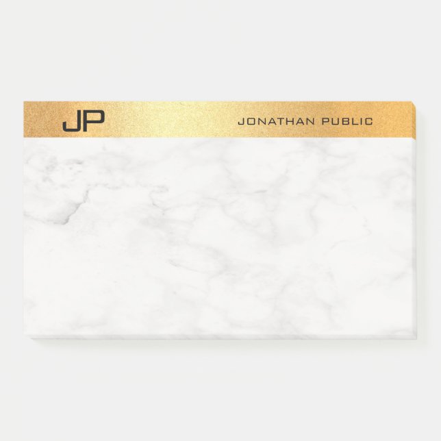Creative Monogram Gold Marble Simple Template Post-it Notes (Front)