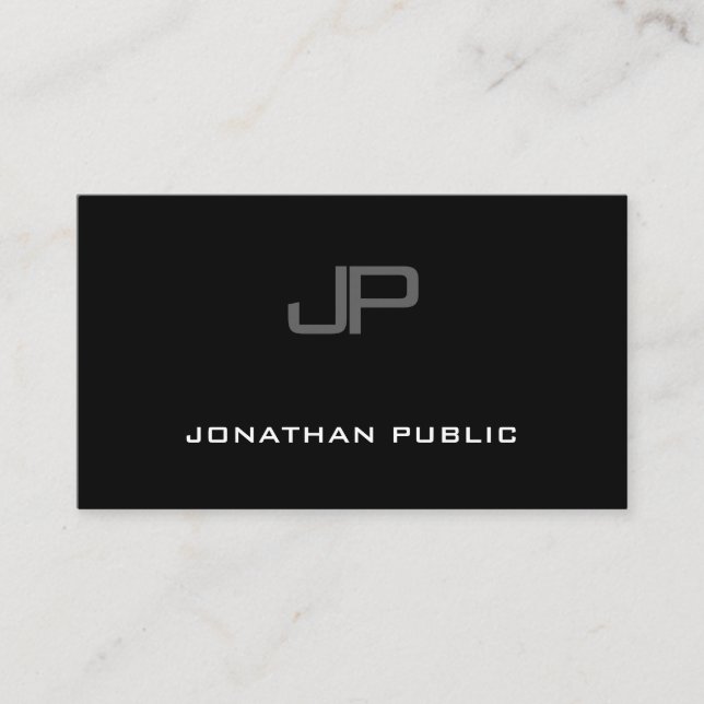 Creative Monogram Modern Trendy Minimalistic Plain Business Card (Front)