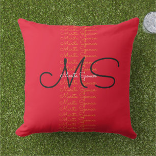 creative monogram (name&initials) typography red outdoor cushion