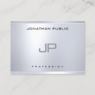 Creative Monogram Silver Look Clean Modern Plain Business Card