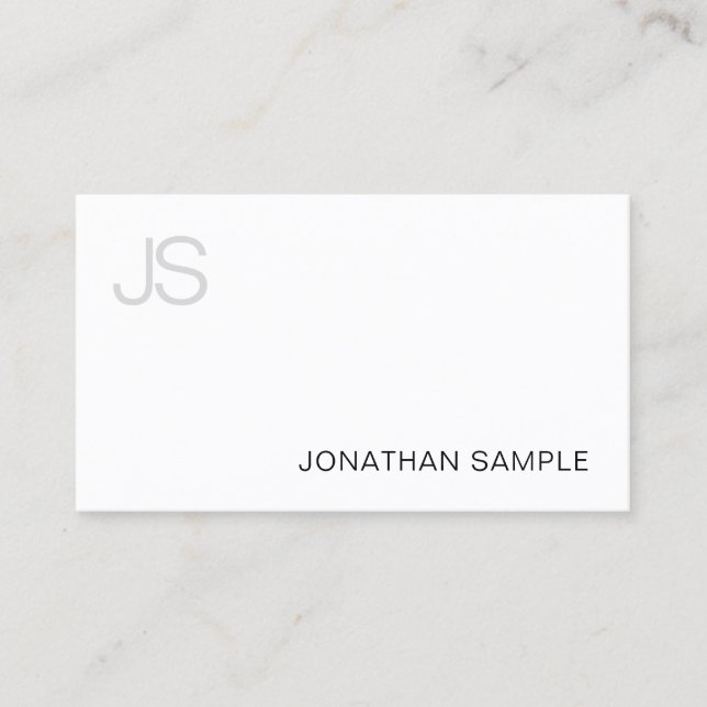 Creative Monogrammed Modern Clean Plain Luxury Business Card (Front)