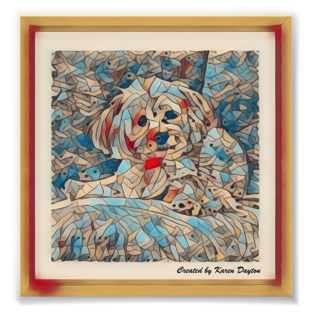 Creative Mosaic Image of a Morkie "Copper" Photo Print (Front)
